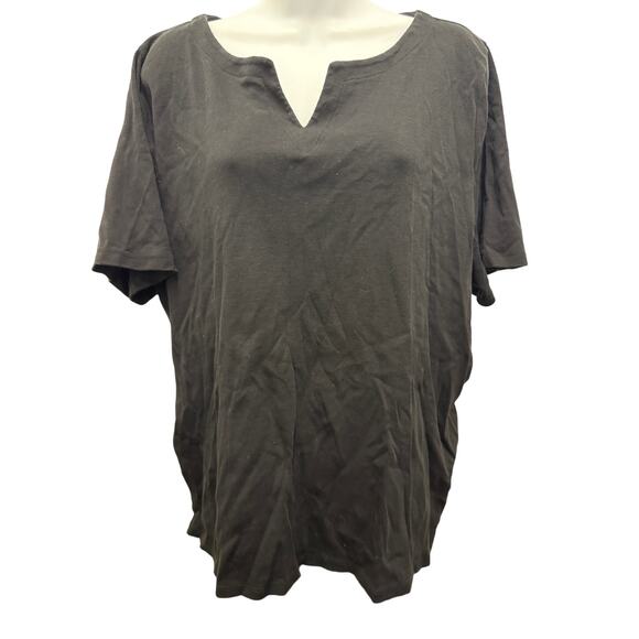Talbots The Talbots Tee T Shirt Womens 3XP Black Pima Cotton Short Sleeve V Neck - Picture 1 of 4